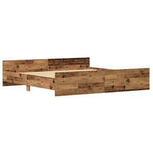vidaXL Bed Frame with Headboard Reclaimed Wood 203 x 203 x 50 cm Engineered Wood