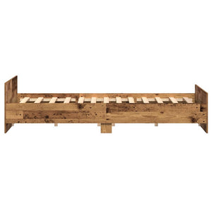 vidaXL Bed Frame with Headboard Reclaimed Wood 203 x 203 x 50 cm Engineered Wood