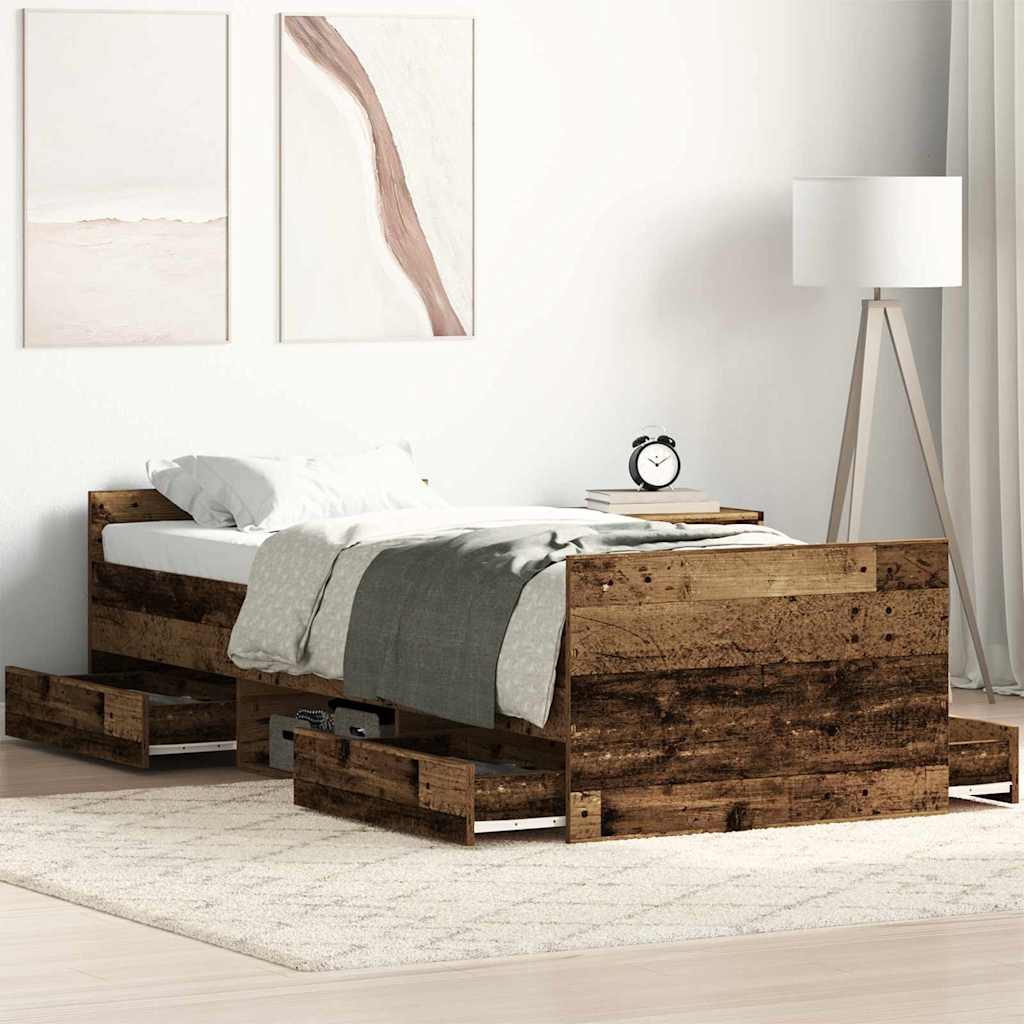 vidaXL Bed Frame with Headboard Reclaimed Wood 193 x 78 x 50 cm Engineered Wood