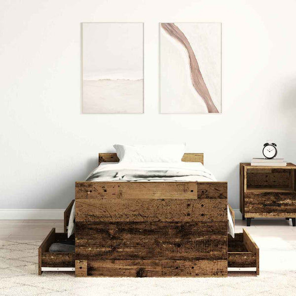vidaXL Bed Frame with Headboard Reclaimed Wood 193 x 78 x 50 cm Engineered Wood
