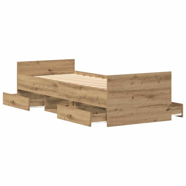 vidaXL Bed Frame Artisan Oak 193 x 78 x 50 cm Engineered Wood