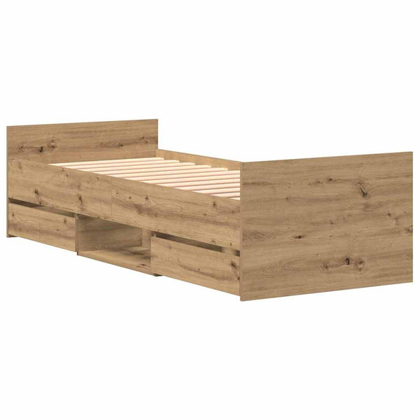 vidaXL Bed Frame Artisan Oak 193 x 78 x 50 cm Engineered Wood