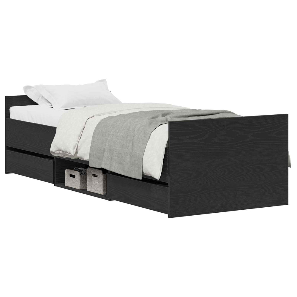 vidaXL Bed Frame Black Oak Look 193 x 78 x 50 cm Engineered Wood