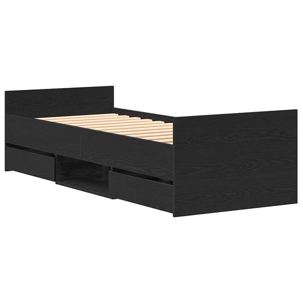 vidaXL Bed Frame Black Oak Look 193 x 78 x 50 cm Engineered Wood
