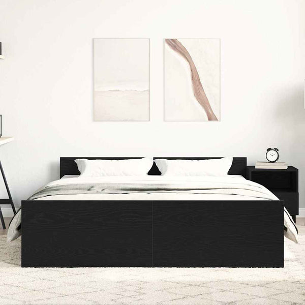 vidaXL Bed Frame without Mattress Black Oak Look 150x200 cm
