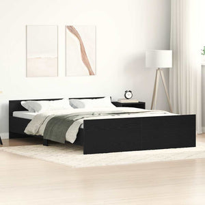 vidaXL Bed Frame without Mattress Black Oak Look 150x200 cm