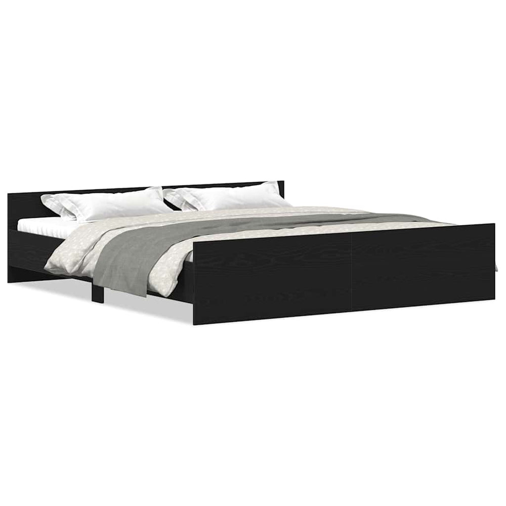 vidaXL Bed Frame without Mattress Black Oak 180x200 cm Engineered Wood