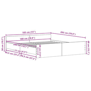 vidaXL Bed Frame without Mattress Black Oak 180x200 cm Engineered Wood