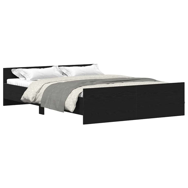 vidaXL Bed Frame without Mattress Black Oak Look 135x190 cm