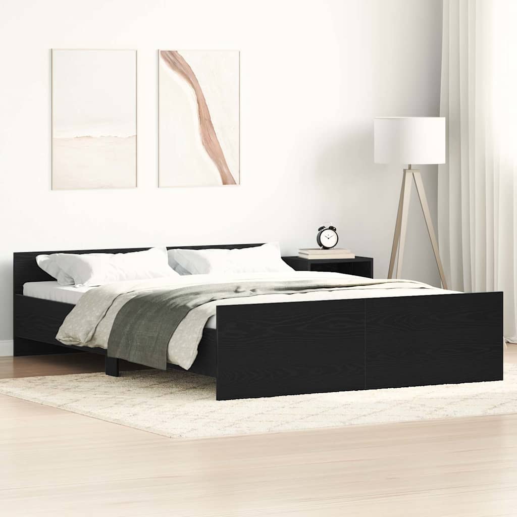 vidaXL Bed Frame without Mattress Black Oak Look 135x190 cm