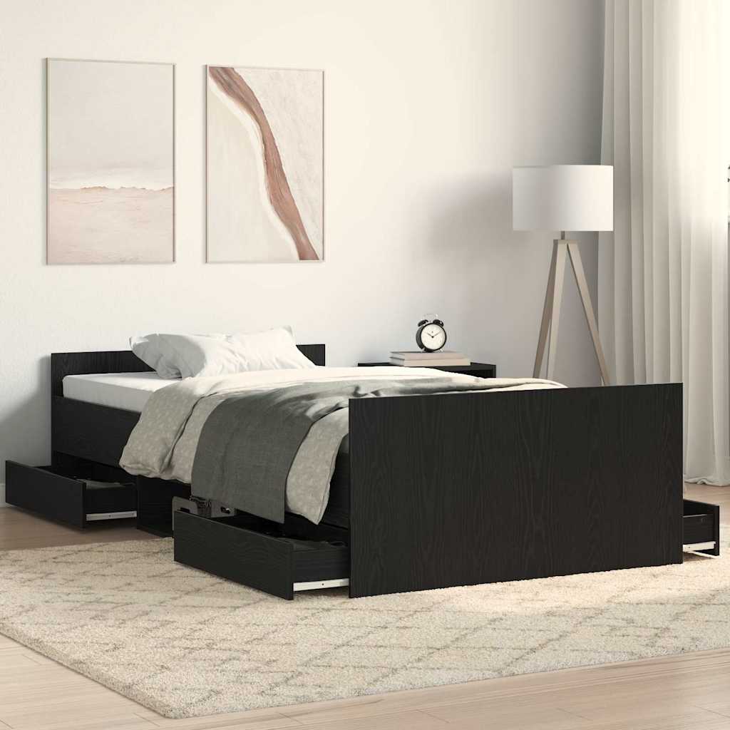 vidaXL Bed Frame Black Oak Look 203 x 103 x 50 cm Engineered Wood