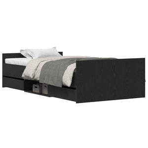 vidaXL Bed Frame Black Oak Look 203 x 103 x 50 cm Engineered Wood