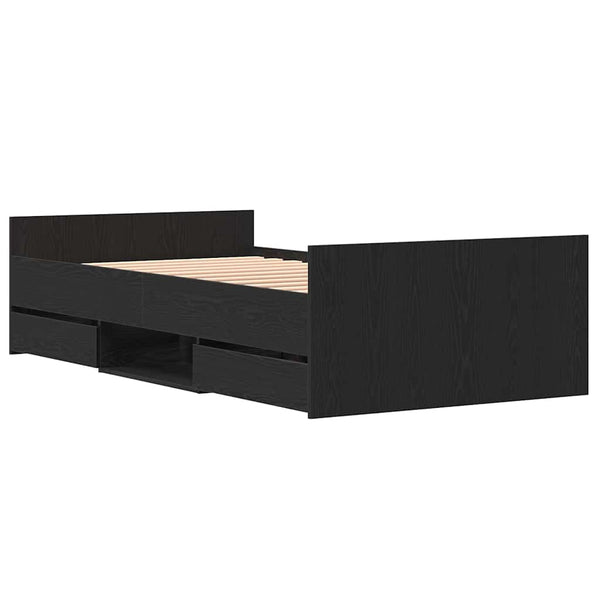 vidaXL Bed Frame Black Oak Look 203 x 103 x 50 cm Engineered Wood