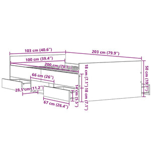 vidaXL Bed Frame Black Oak Look 203 x 103 x 50 cm Engineered Wood