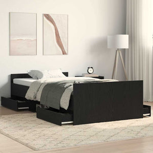 vidaXL Bed Frame Black Oak-Look 193 x 93 x 50 cm Engineered Wood