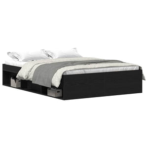 vidaXL Bed Frame without Mattress Black Oak Look 120x200 cm