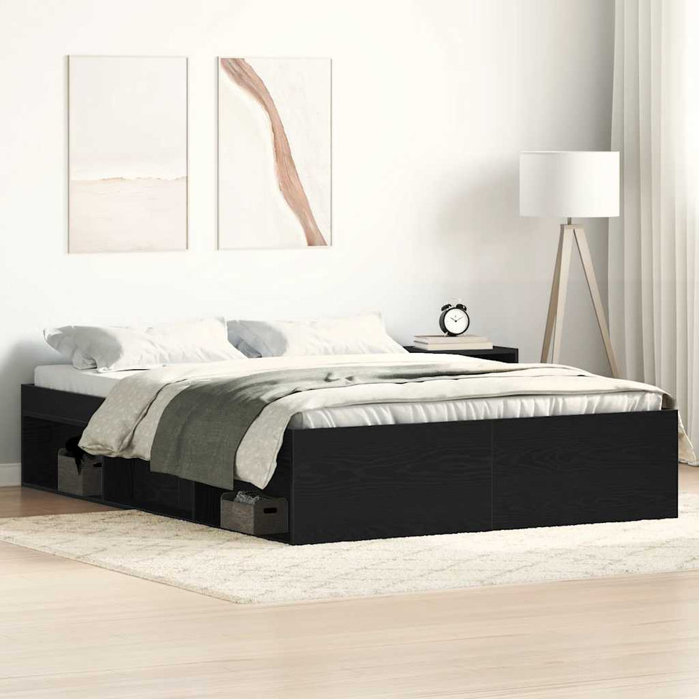vidaXL Bed Frame without Mattress Black Oak Look 120x200 cm