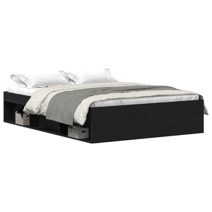 vidaXL Bed Frame without Mattress Black Oak Look 140x200 cm