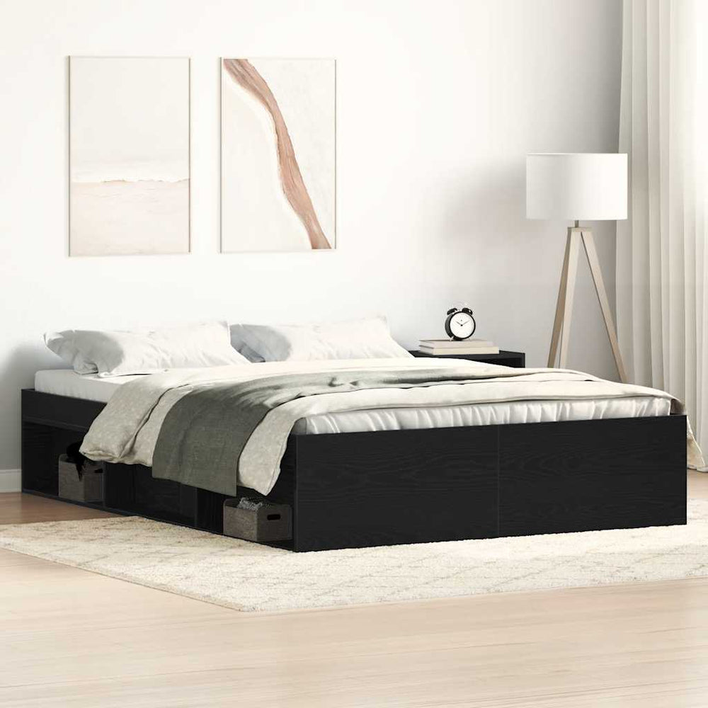 vidaXL Bed Frame without Mattress Black Oak Look 140x200 cm