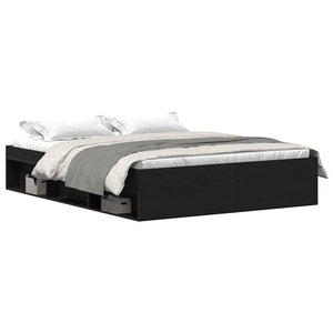 vidaXL Bed Frame without Mattress Black Oak Look 160x200 cm