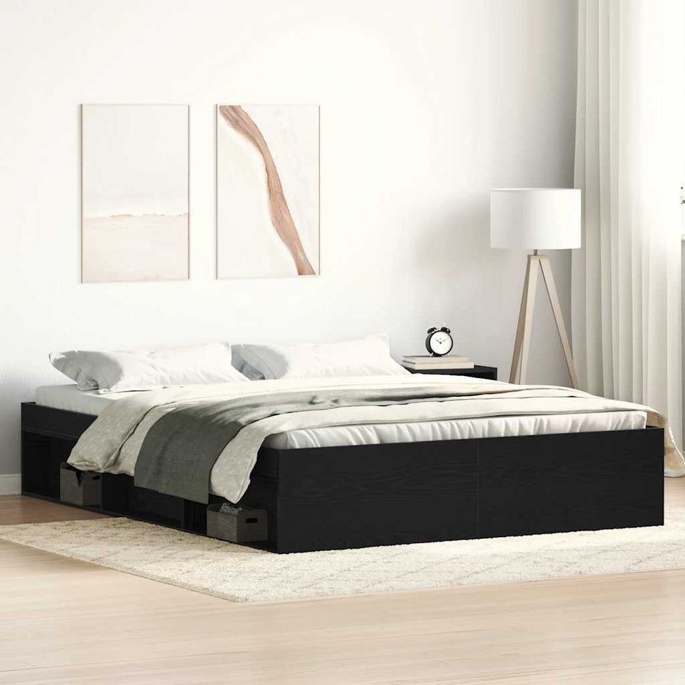 vidaXL Bed Frame without Mattress Black Oak Look 160x200 cm