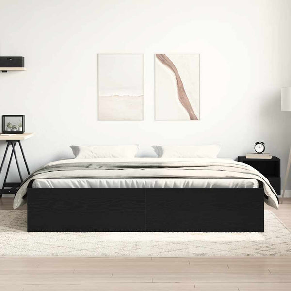 vidaXL Bed Frame without Mattress Black Oak Look 200x200 cm