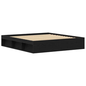 vidaXL Bed Frame without Mattress Black Oak Look 200x200 cm