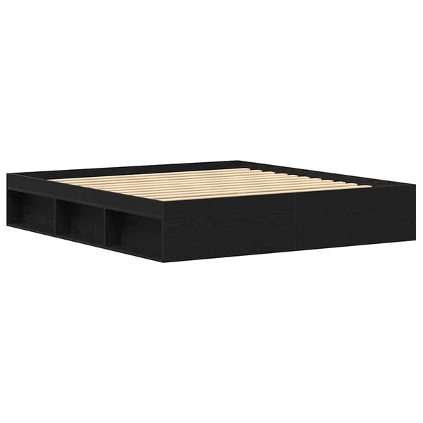 vidaXL Bed Frame without Mattress Black Oak Look 200x200 cm