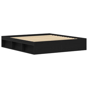 vidaXL Bed Frame without Mattress Black Oak Look 200x200 cm