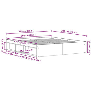 vidaXL Bed Frame without Mattress Black Oak Look 200x200 cm