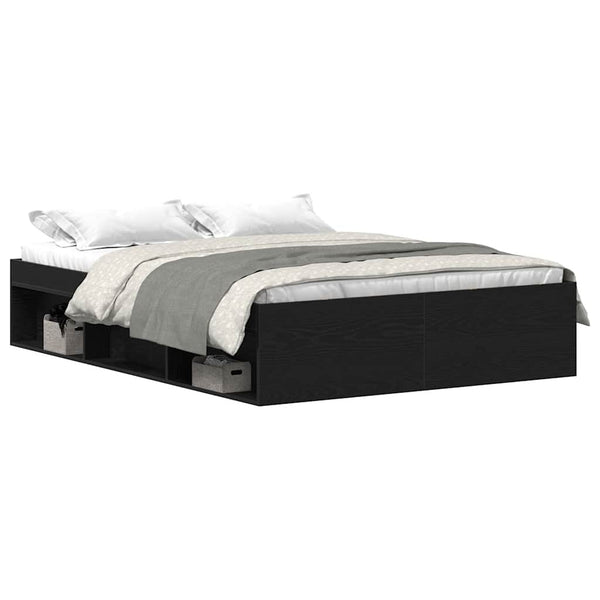 vidaXL Bed Frame without Mattress Black Oak Look 120x190 cm
