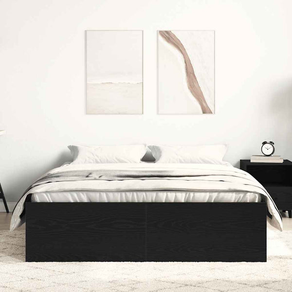 vidaXL Bed Frame without Mattress Black Oak Look 120x190 cm