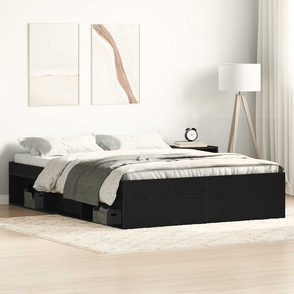 vidaXL Bed Frame without Mattress Black Oak Look 120x190 cm