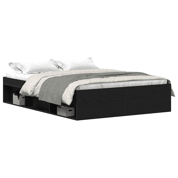 vidaXL Bed Frame without Mattress Black Oak Look 140x190 cm
