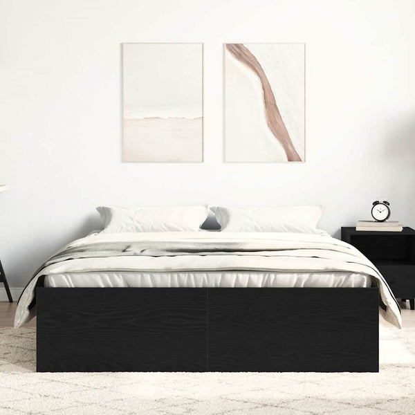 vidaXL Bed Frame without Mattress Black Oak Look 140x190 cm