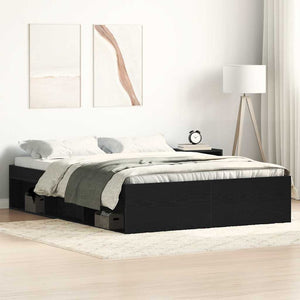 vidaXL Bed Frame without Mattress Black Oak Look 140x190 cm