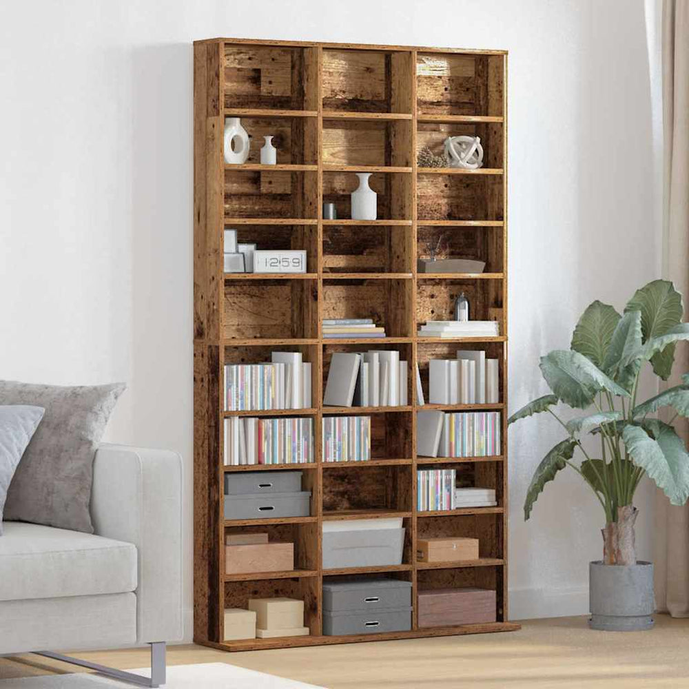 vidaXL CD Rack with Shelves Reclaimed Wood 101 x 23 x 177.5 cm Engineered Wood