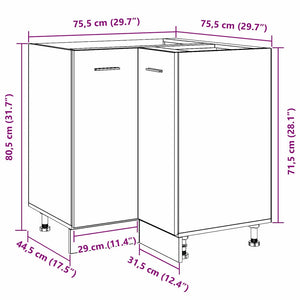 vidaXL Wall Cabinet Black Oak Look 75.5 x 75.5 x 80.5 cm