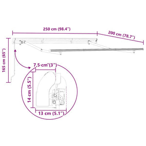 vidaXL Retractable Awning Anthracite 250 x 200 cm Fabric