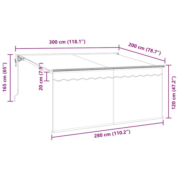 vidaXL Retractable Awning Anthracite 300 x 200 cm