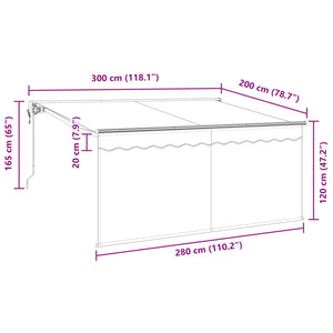 vidaXL Retractable Awning Striped Anthracite 300 x 200 cm Fabric