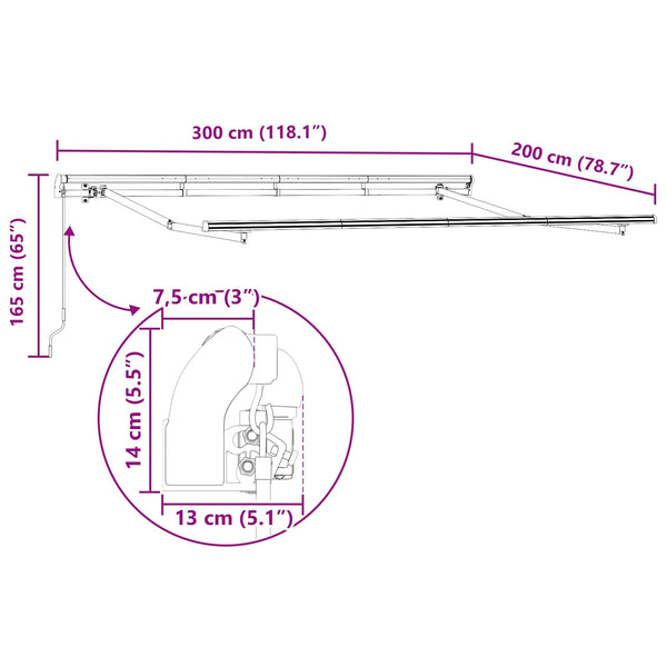 vidaXL Retractable Awning Anthracite 300 x 200 cm Fabric