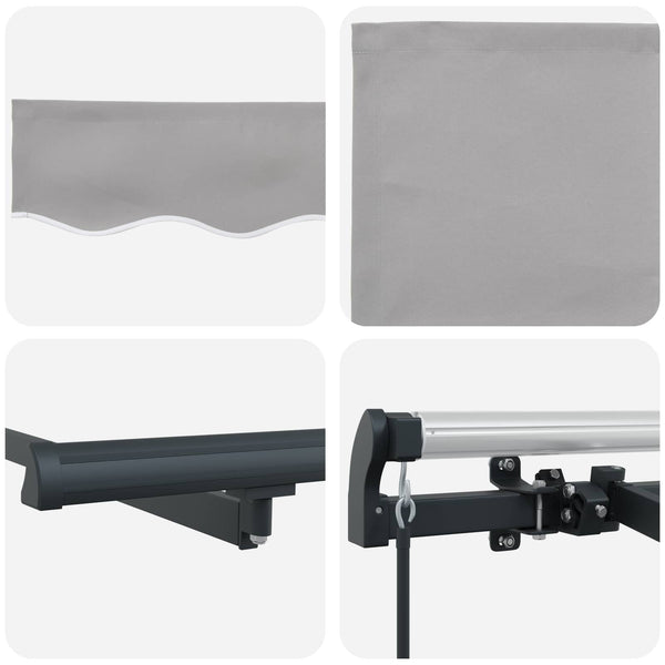 vidaXL Retractable Awning Light Grey 350 x 200 cm Fabric