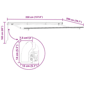 vidaXL Retractable Awning Light Grey 350 x 200 cm Fabric