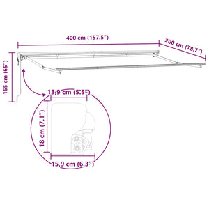vidaXL Awning Frame Cream 400 x 200 cm Polyester with PU Coating