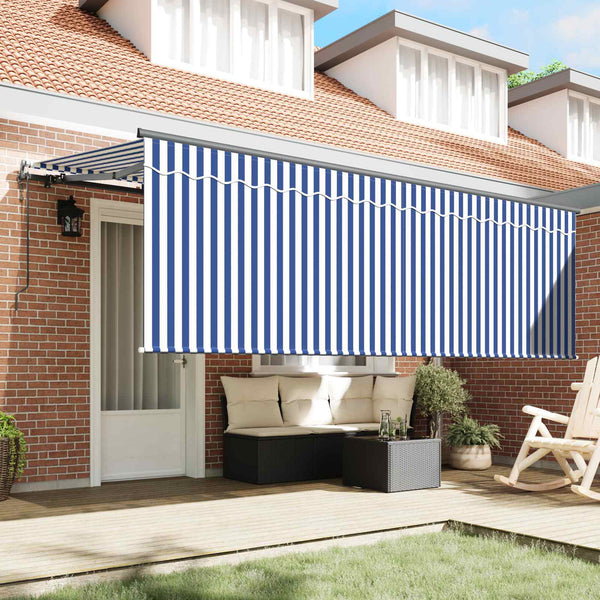 vidaXL Retractable Awning Blue and White 400 x 200 cm