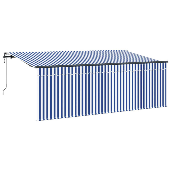 vidaXL Retractable Awning Blue and White 400 x 200 cm