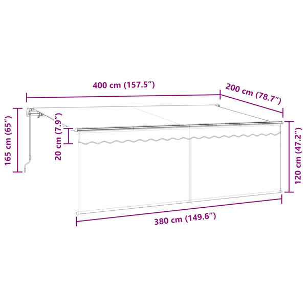 vidaXL Retractable Awning Anthracite 400 x 200 cm