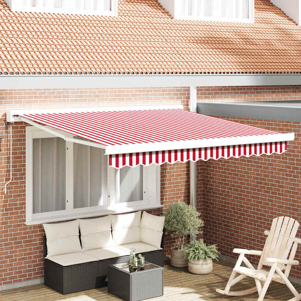 Rot-Weiße Markise 300 cm Einziehbar