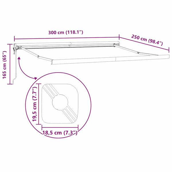 Rot-Weiße Markise 300 cm Einziehbar